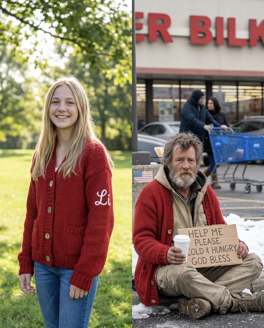 I Saw a Homeless Man Outside the Grocery Store Wearing My Missing Daughter’s Hand-Knit Red Sweater – His 4-Word Confession Made Me Drop My Groceries in Shock