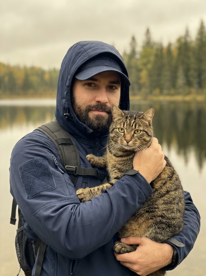 Fishermen caught a struggling cat who was swimming to people with all its might