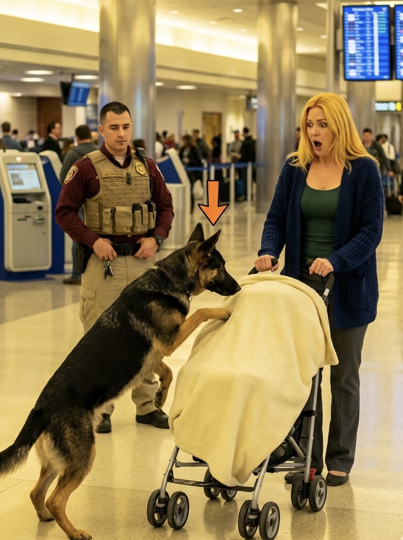The service shepherd DOG LUNGED at the baby stroller in the airport. What was inside left everyone frozen