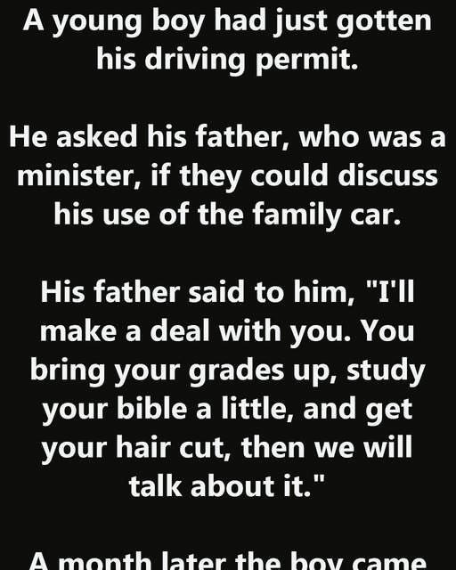 A young boy had just gotten his driving permit.